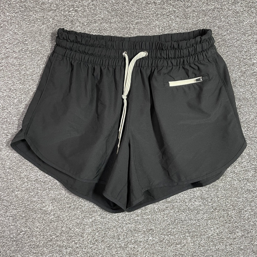 Vuori Clementine Running Shorts Black Smocked Waistband Small